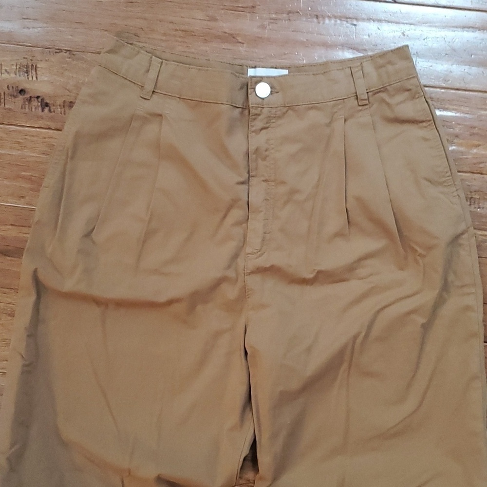 Frame Twill pleated tan wide leg pants - Picture 3 of 10